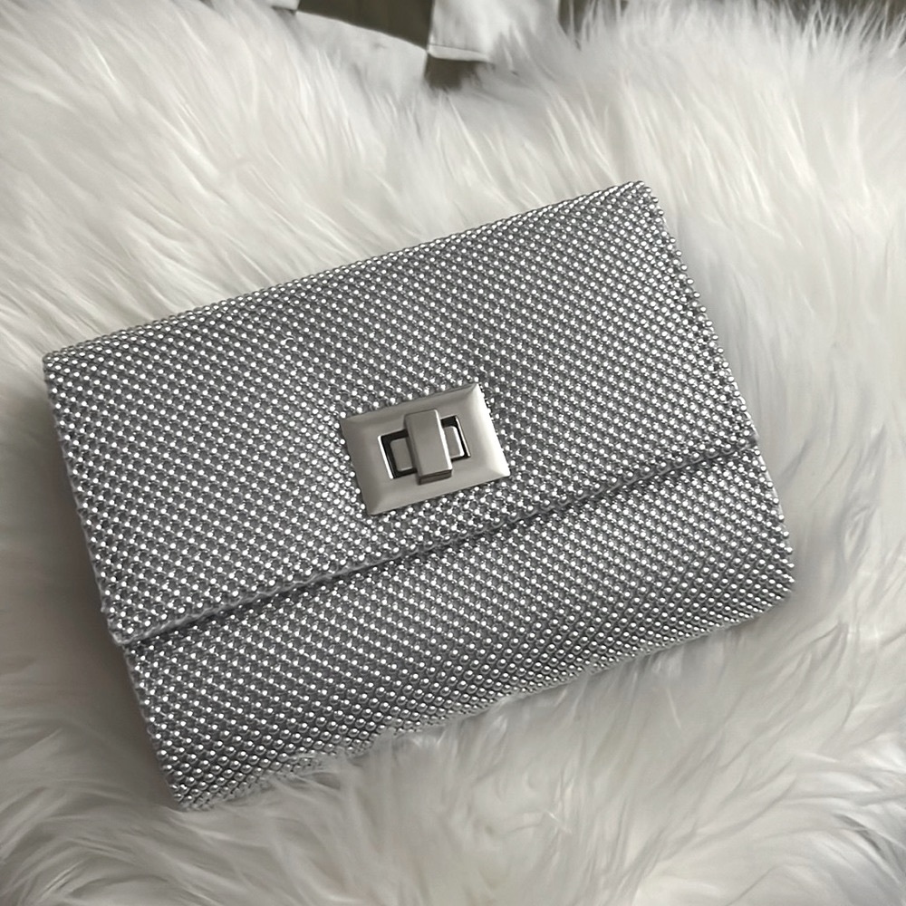 Mesh beaded crossbody/clutch bag